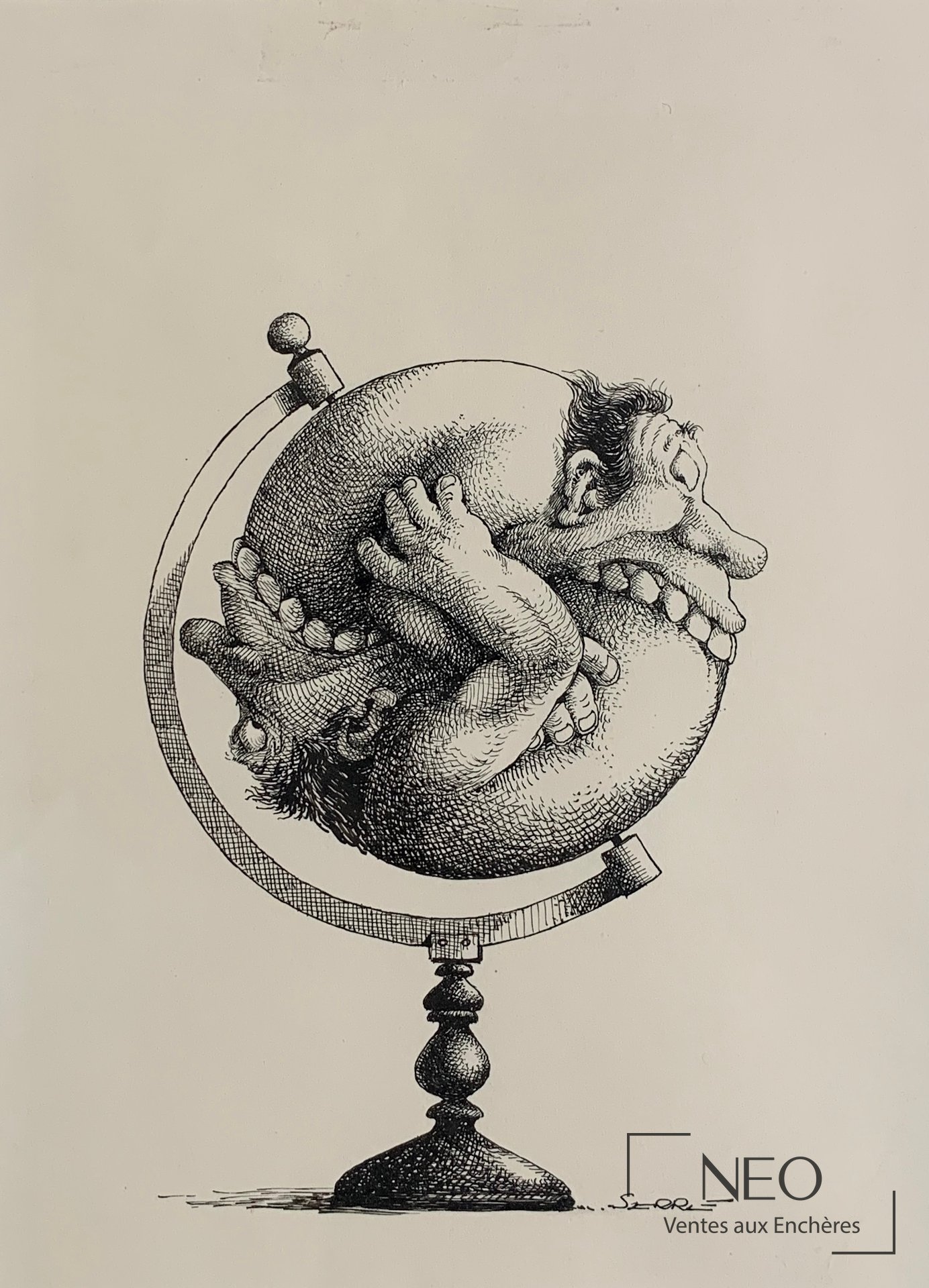 Serre Claude, illustration à l’encre de Chine publiée dans La bouffe