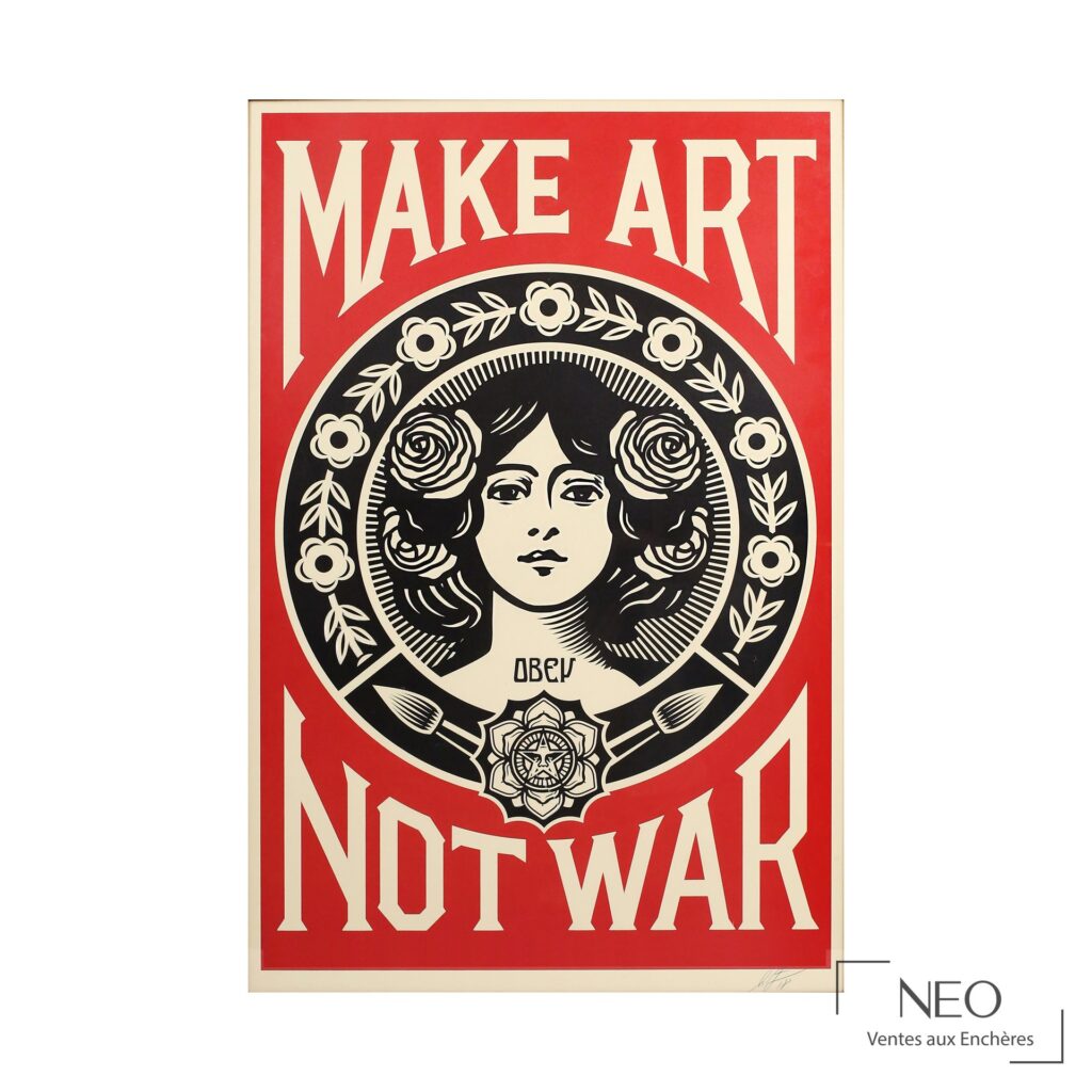 Sérigraphie de Shepard Fairey intitulée Make Art not war