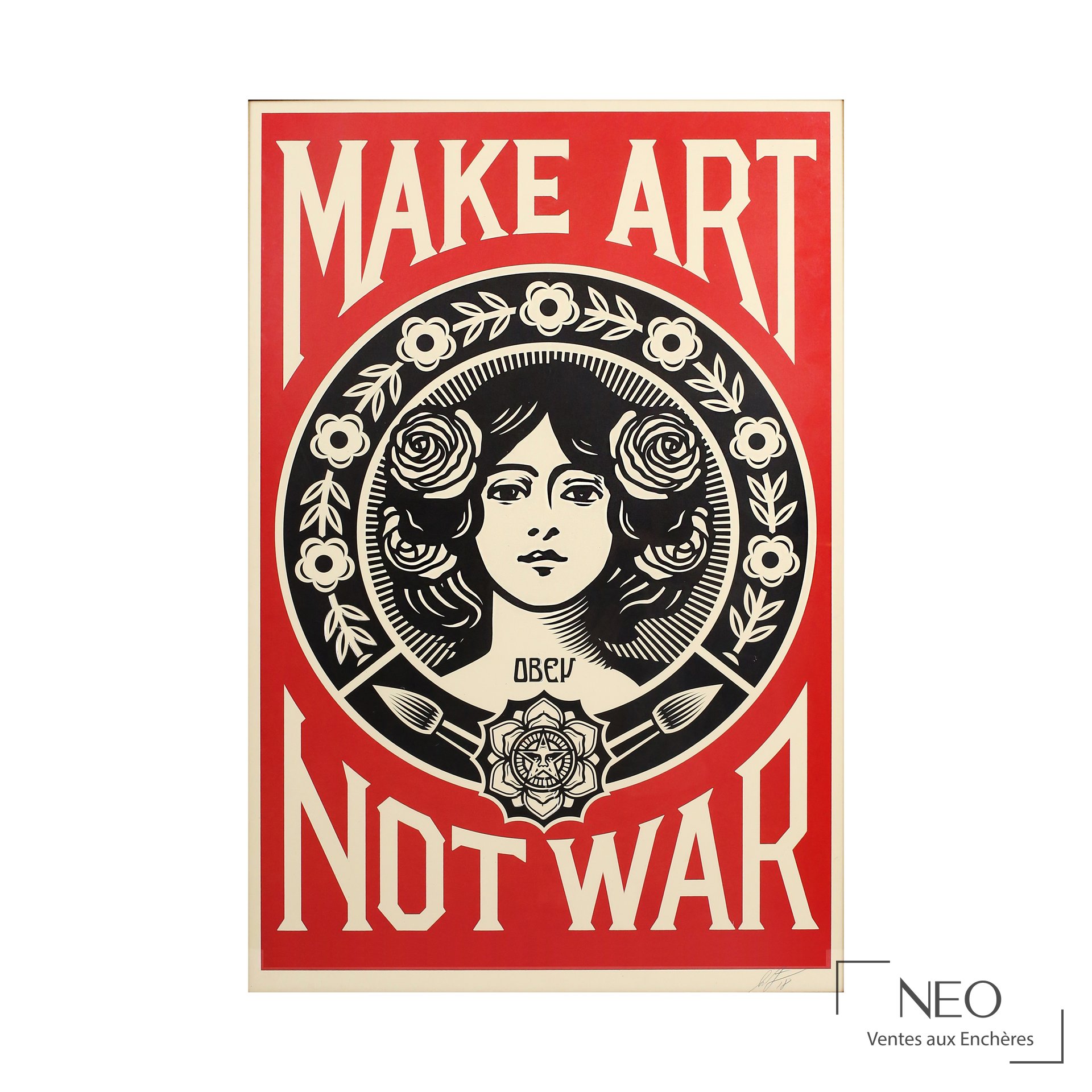 Sérigraphie Make Art not war de Shepard Fairey
