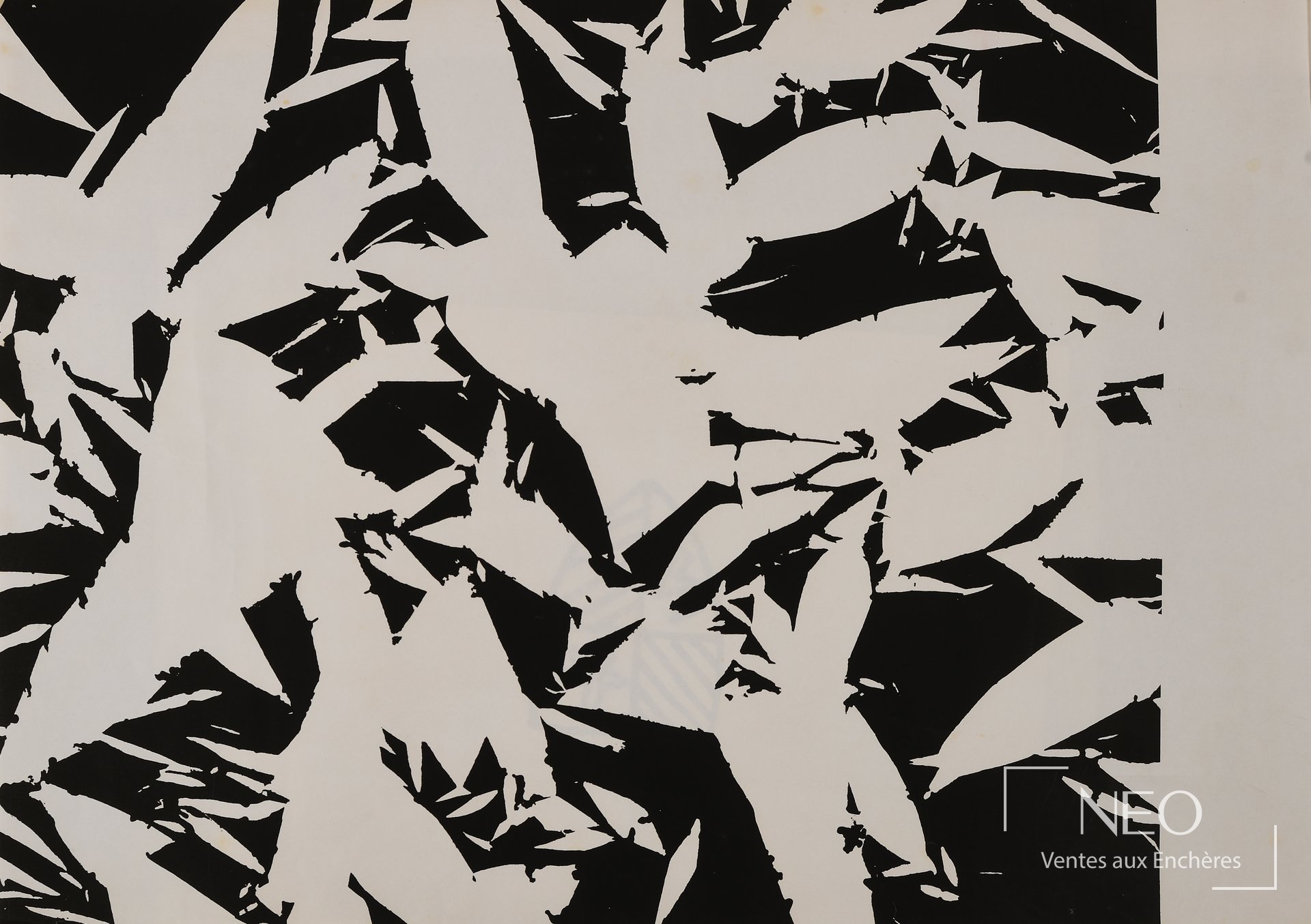 Composition abstraite en noir sur fond clair