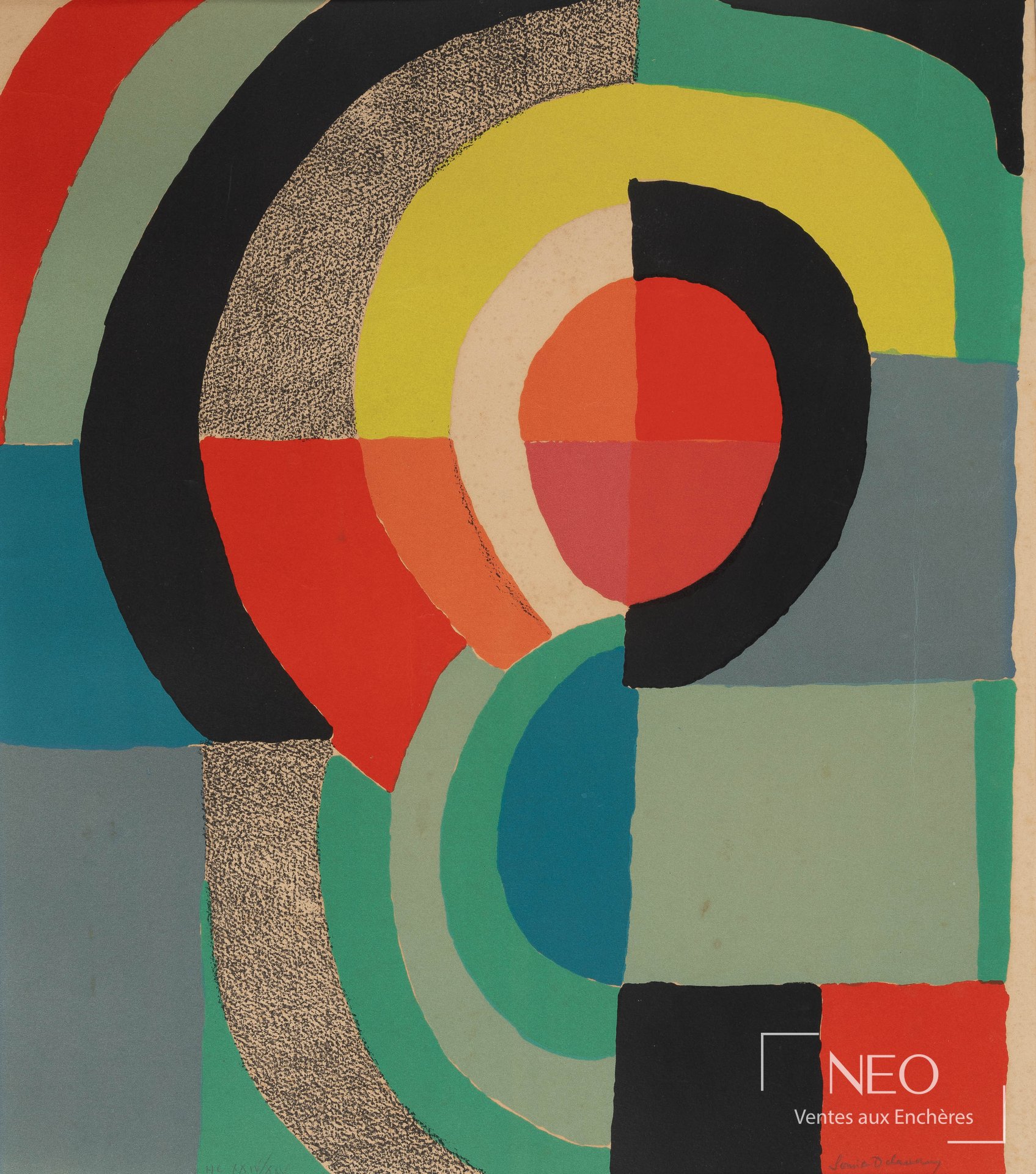 Sonia Delaunay, Composition, lithographie en couleurs vers 1970