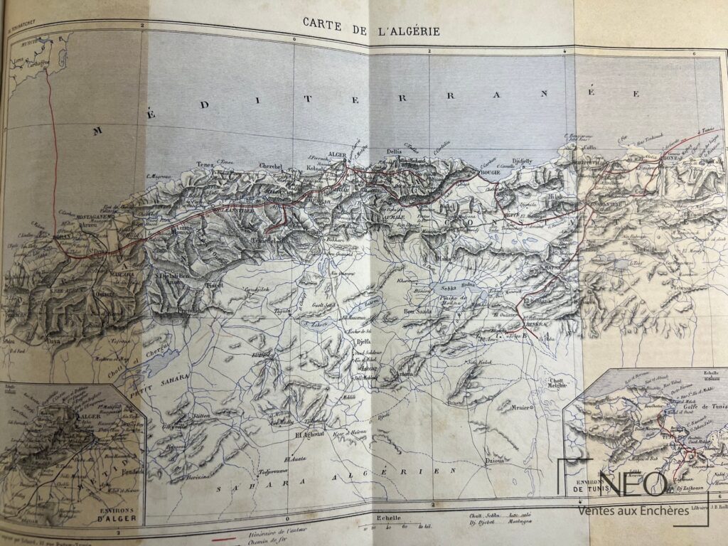 Carte dépliante de l'Algérie imprimée en couleurs dans l'ouvrage