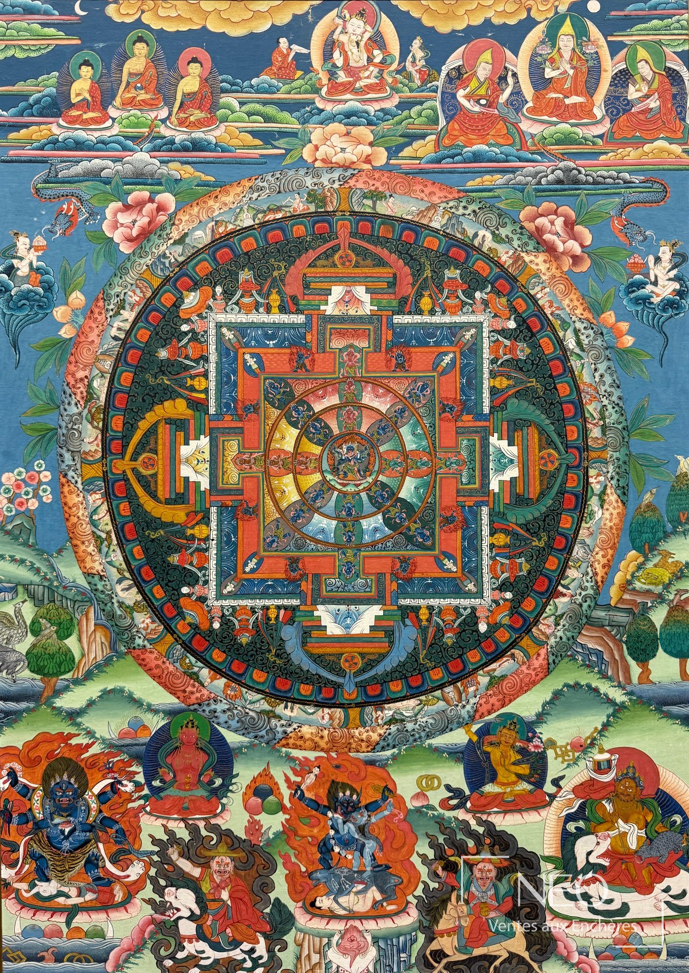 Tibet Thangka cosmologique XXe siècle