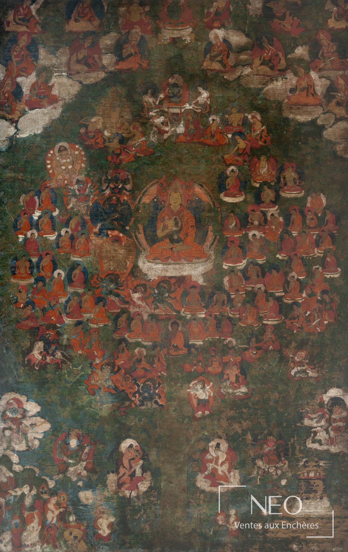 Tibet Thangka encadré, 87 x 61 cm