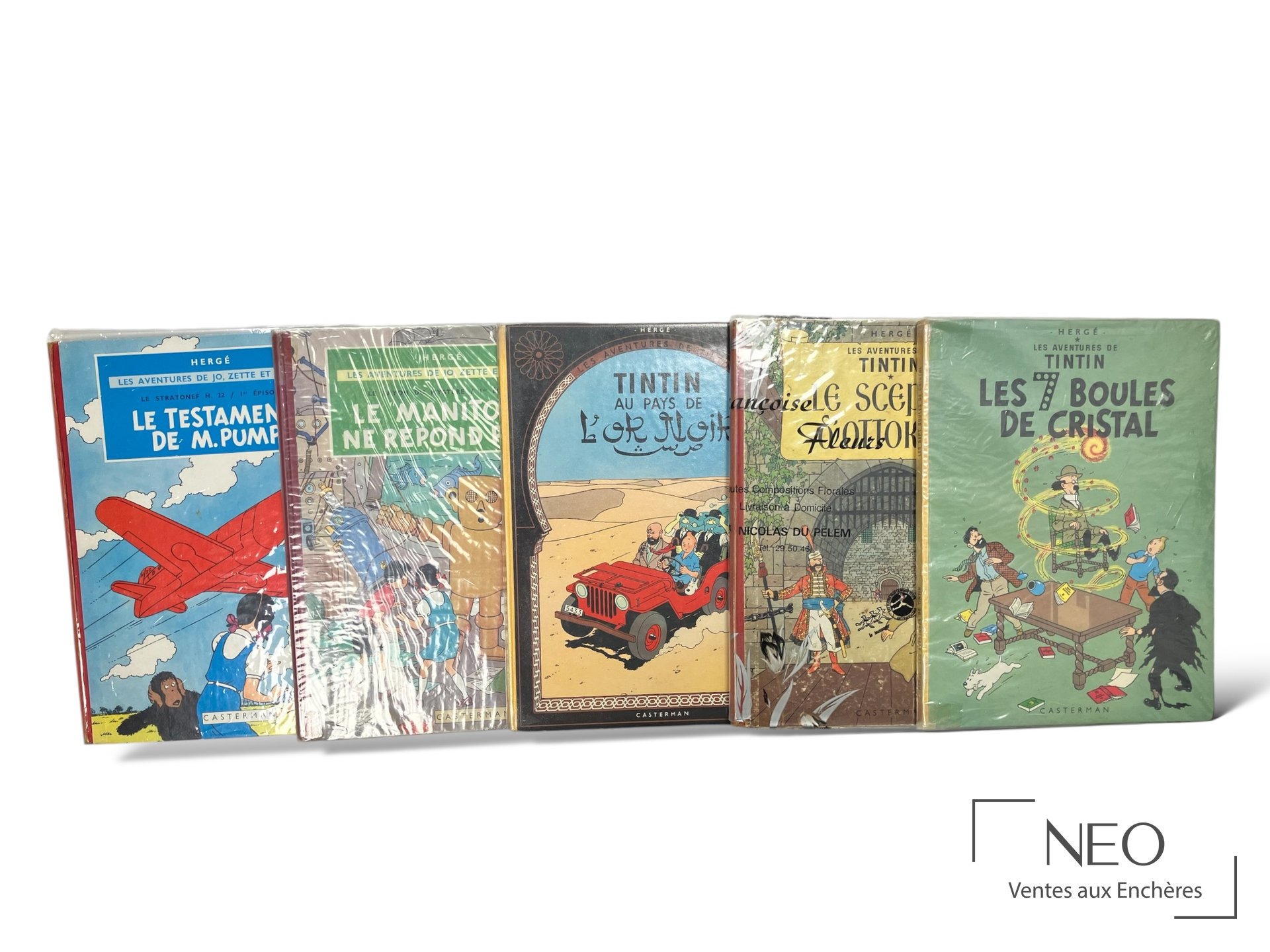 Ensemble de cinq albums Hergé de face