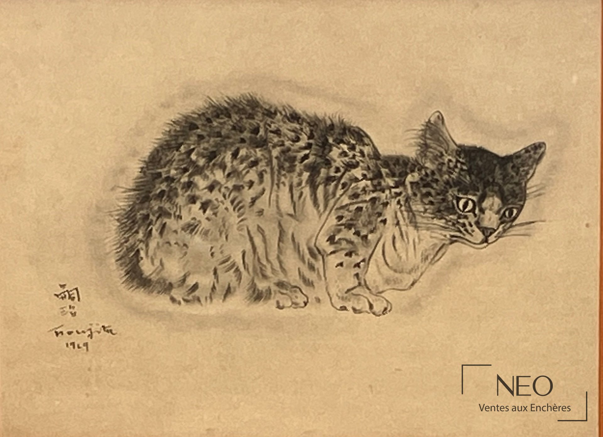 Tsuguharu Foujita d&rsquo;après Sappho (d&rsquo;un livre de chats), lithographie sur papier