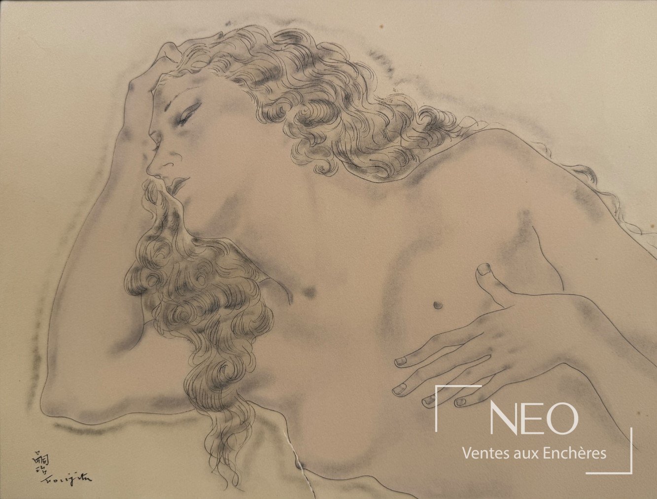 Estampe de femme nue d'après Tsuguharu Foujita