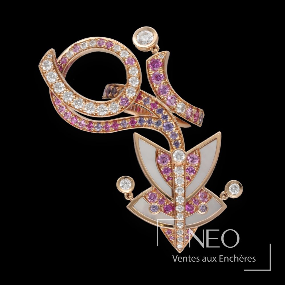 Van Cleef & Arpels bague cerf-volant en or rose 18K pavée de diamants