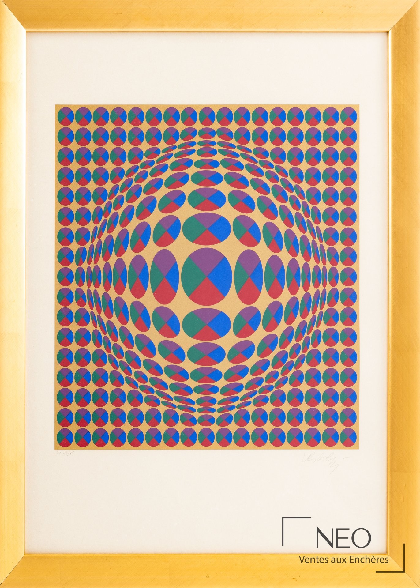Victor Vasarely Composition cinétique estampe en couleur sur papier