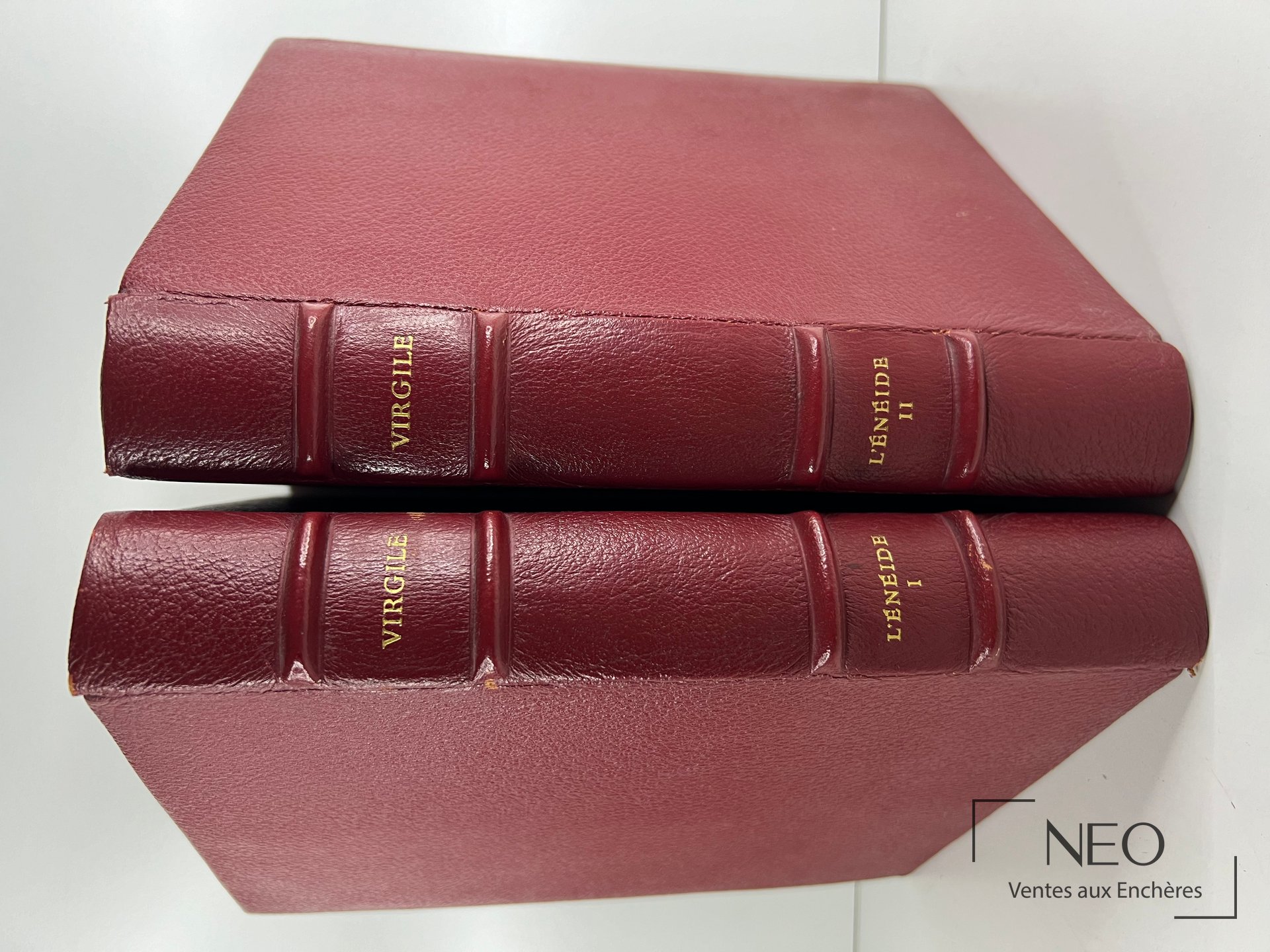 Deux volumes reliés en percaline rouge avec titres dorés au dos
