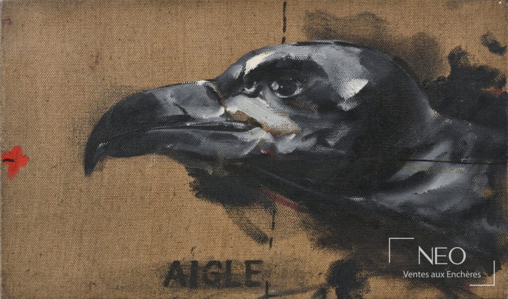 Huile sur toile représentant un aigle