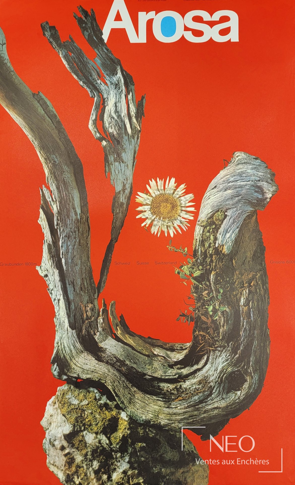 Affiche Arosa de Werner ZRYD sur fond rouge