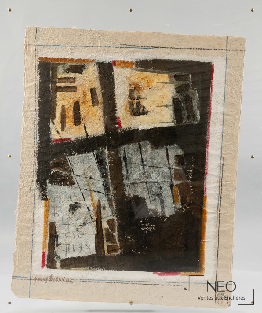 Composition abstraite de Yusuf Arakkal sur papier