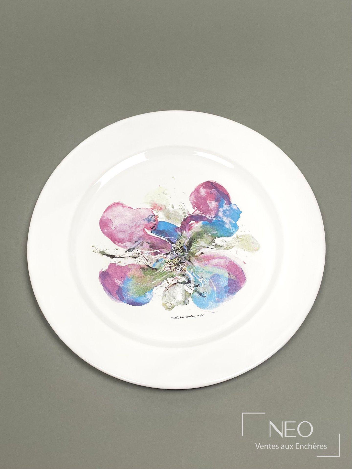 ZAO WOU KI d’après Assiette large modèle Orchidée, vers 1968